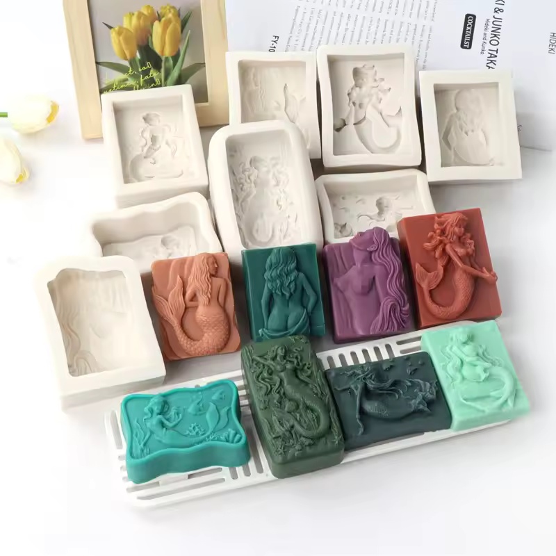 Candle Making Accessories - Prostokątna forma silikonowa 3D w stylu